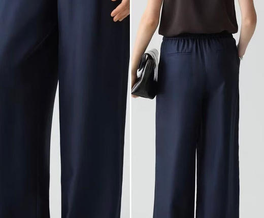 纯尾Th26新款藏青斜纹松紧腰阔腿裤。 自己备注号码 商品图4