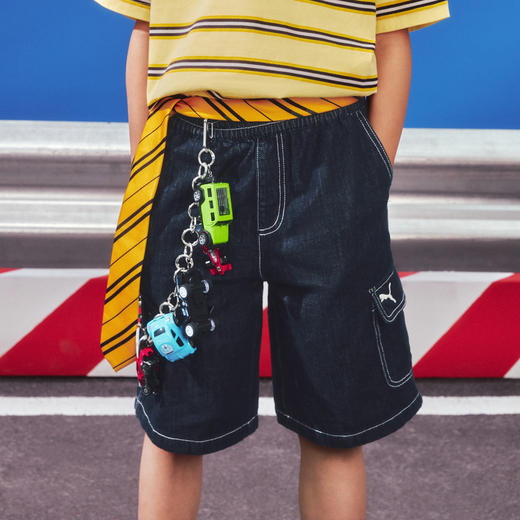 PUMA彪马童装2026夏季新款儿童男童牛仔短裤复古潮流 商品图0