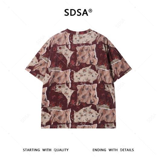 SDSA男装2026新款高贵轻奢时尚撞色植物花卉圆领短袖T恤百搭宽松 商品图5