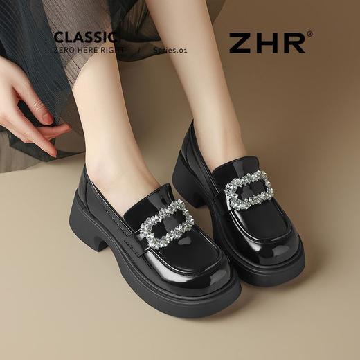 ZHR小个子亮面乐福鞋2025秋季新款皮鞋厚底英伦风增高脚蹬乐福鞋 商品图6