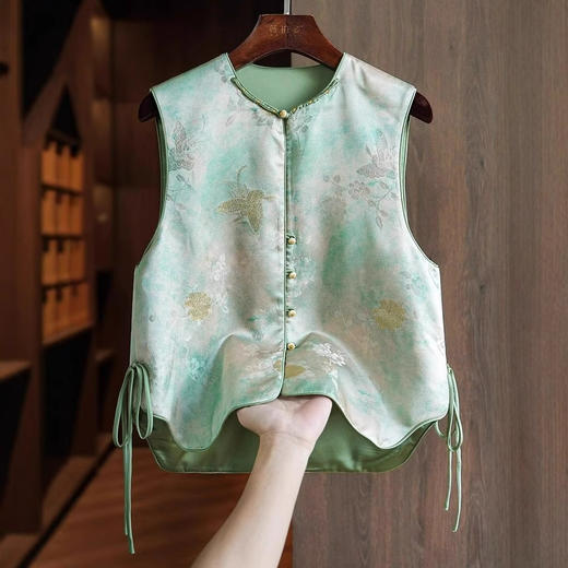 丁摩 新中式国风重工提花两面穿马甲女春夏新款气质马夹背心6ZF-4714 商品图1
