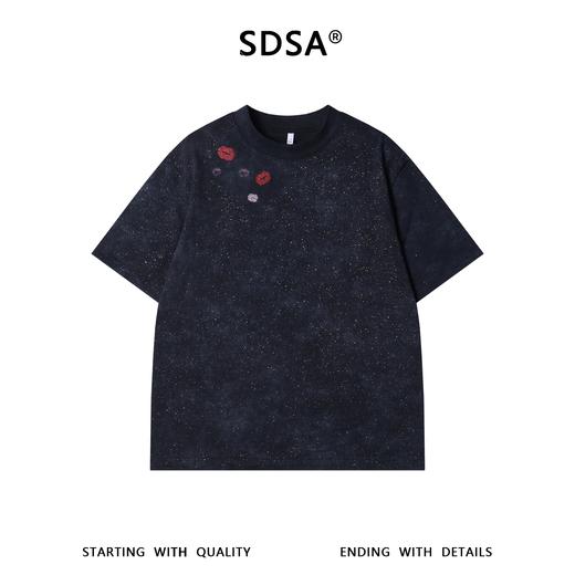 26T171SDSA男装2026新款高贵轻奢韩版撞色烫钻红唇设计圆领短袖T恤百搭 商品图1