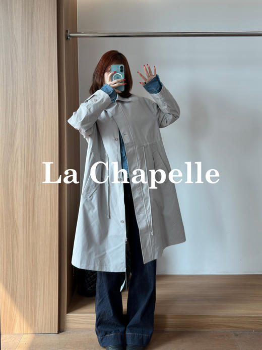 专柜实拍【千元品质】拉夏贝尔/La Chapelle随性慵懒风！翻领抽绳显瘦排扣百搭外套简约高级通勤长款质感风衣 商品图5