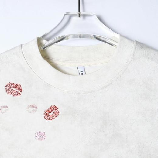 26T171SDSA男装2026新款高贵轻奢韩版撞色烫钻红唇设计圆领短袖T恤百搭 商品图4