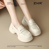 ZHR则则法式粗跟黑色乐福鞋女2025新款简约舒适增高一脚蹬小皮鞋 商品缩略图8