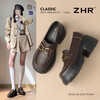 ZHR则则头层牛皮学院风乐福鞋百搭7CM增高小个子粗跟小皮鞋AY308 商品缩略图2