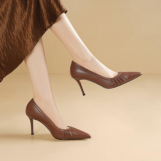 【预售5天】轻熟风尖头高跟鞋女春季新款设计感浅口高跟鞋职业细跟单鞋HY&1227-1 商品图1