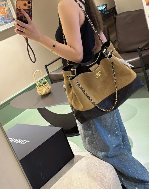 小号麂皮拼色hobo单肩包zo025 商品图2