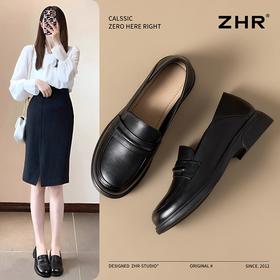 ZHR头层牛皮乐福鞋女2025新款真皮厚底小皮鞋软底单鞋一脚蹬女鞋