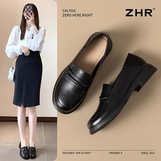 ZHR头层牛皮乐福鞋女2025新款真皮厚底小皮鞋软底单鞋一脚蹬女鞋 商品图0