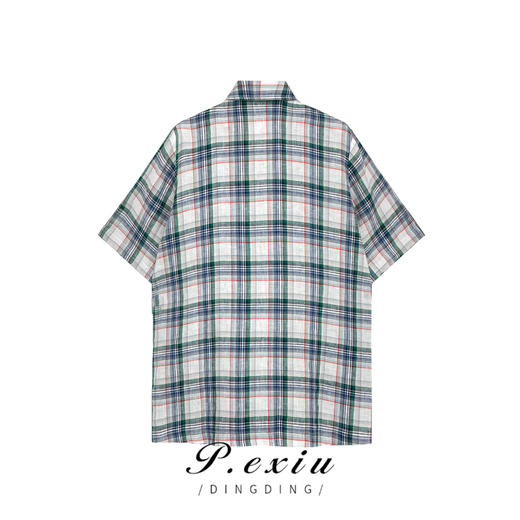 03-3潘依绣丁丁宠粉潘依绣 100%苎麻休闲百搭格子短袖西装外套 MY23157 商品图1