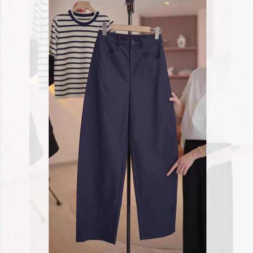 丁摩 藏青色西装弯刀裤女年春秋新款香蕉裤高腰显瘦夏季九分镰刀裤6ZF-932 商品图0