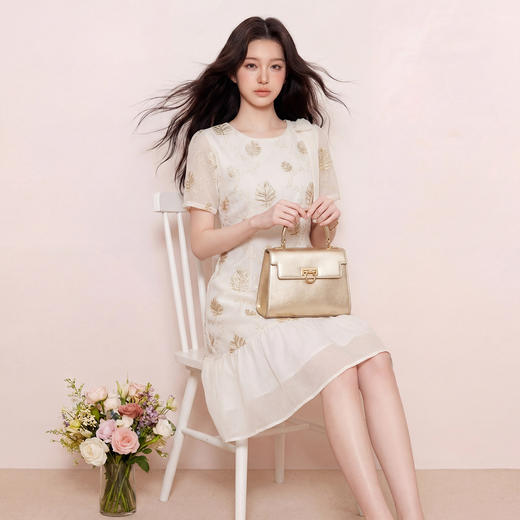 奢姿大码女装2026夏季胖妹妹时尚亮片刺绣连衣裙气质通勤显瘦长裙9962860000 商品图2