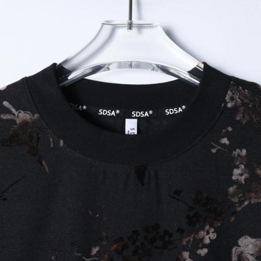 SDSA男装2026新款高贵轻奢美式撞色设计植绒花卉圆领短袖T恤百搭 商品图1