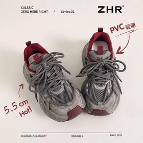 【增5.5cm】ZHR则则高校风厚底老爹鞋女2025春秋显脚小运动休闲鞋