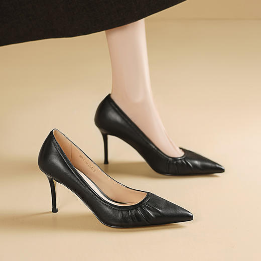 【预售5天】轻熟风尖头高跟鞋女春季新款设计感浅口高跟鞋职业细跟单鞋HY&1227-1 商品图0