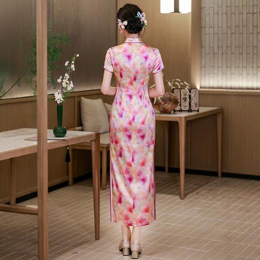 真丝旗袍长款改良中式桑蚕丝修身复古WXG202610 商品图3