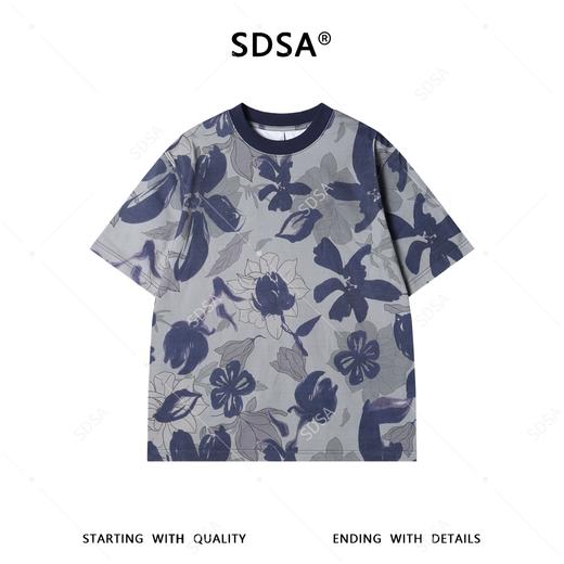 26T177SDSA男装2026新款高贵轻奢时尚花卉满印设计圆领短袖T恤百搭宽松 商品图3