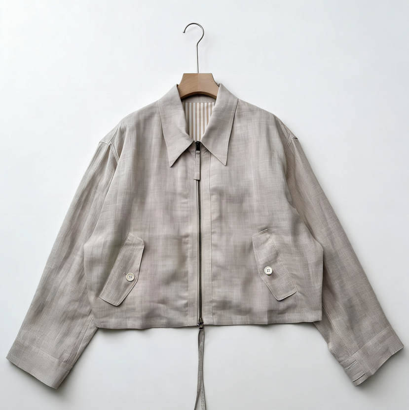 LP纯圆薄款亚麻夹克外套。 自己备注号码。廓形