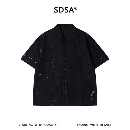 XZ28SDSA男装2026新款轻奢时尚简约镂空蕾丝花朵设计短袖衬衫百搭宽松 商品图1