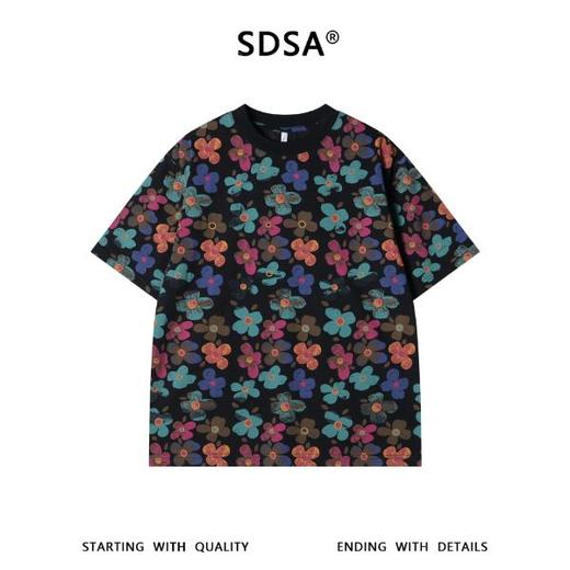 26T140SDSA男装2026新款高贵轻奢时尚简约满印彩色花卉圆领短袖T恤百搭 商品图4