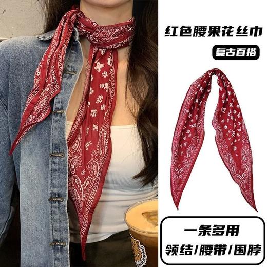 复古花纹丝巾 女系脖高奢感方巾 2026新款搭配衬衫头 巾腰带装饰屁帘 商品图5