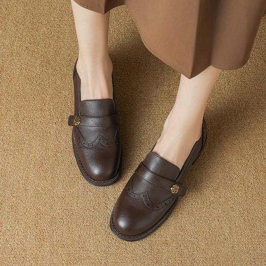 【ZHR则则】山茶花3.5cm增高乐福鞋2025秋季新款布洛克女单鞋JF306 商品图3