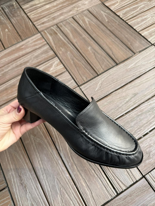 316-3 自留 可踩跟可小跑 3.1粗跟单鞋 小牛皮手工缝马克线 粗跟暴走皮鞋 商品图10