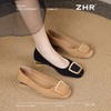 ZHR绒面浅口单线女软底方头奶奶2025新款一脚蹬法式气质豆豆单鞋 商品缩略图5