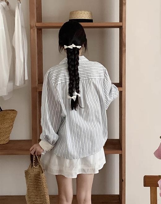 【浅幼 春日条纹衬衫】80-145斤可穿，版型宽松垂顺，面料轻薄舒适柔软，上身百搭文艺风！ 商品图6
