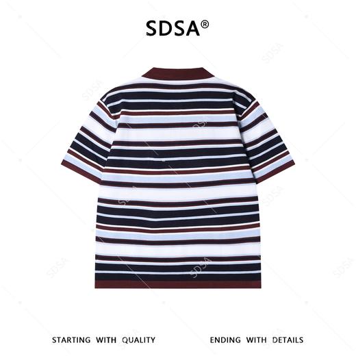 M198SDSA男装2026新款高贵轻奢复古文艺风舒适条纹polo翻领短袖T恤 商品图5
