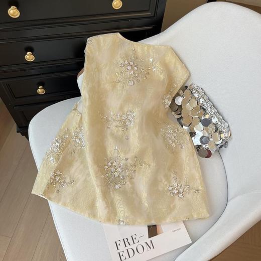 新国风中式马甲背心 薄款网纱复古重工刺绣钉珠坎肩马夹 外穿女夏 商品图2