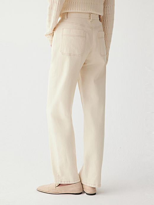 小禾土壤牛仔米白色牛仔裤 商品图3