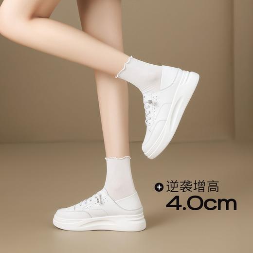 ZHR则则皮面两穿厚底小白鞋女2025春秋新款超软通勤休闲鞋真皮鞋 商品图2