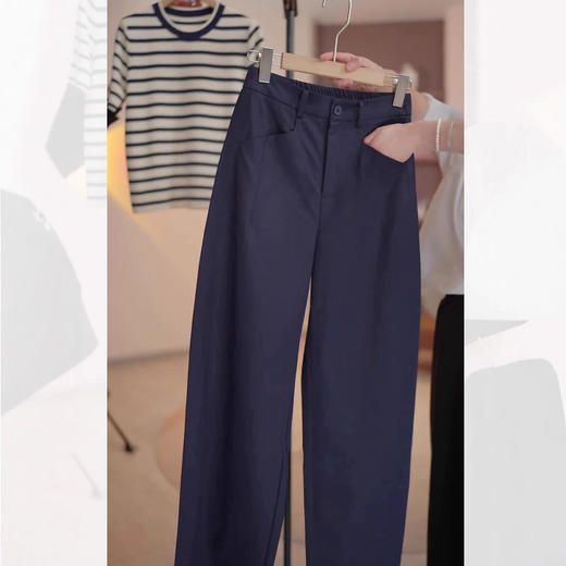 丁摩 藏青色西装弯刀裤女年春秋新款香蕉裤高腰显瘦夏季九分镰刀裤6ZF-932 商品图2