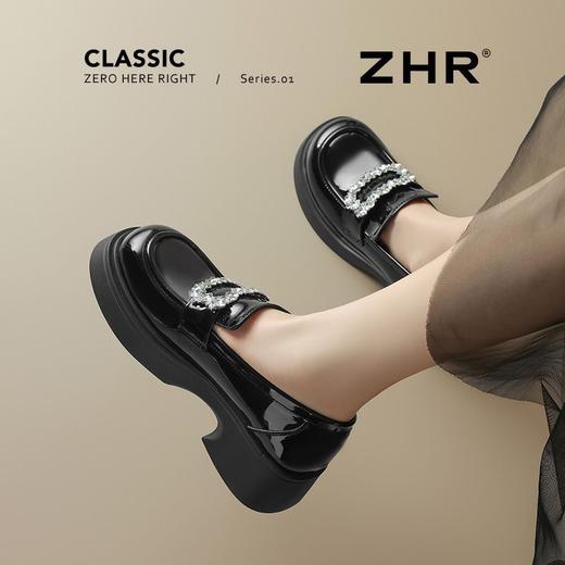 ZHR小个子亮面乐福鞋2025秋季新款皮鞋厚底英伦风增高脚蹬乐福鞋 商品图2
