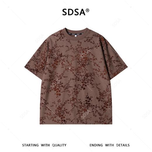 26T188SDSA男装2026新款高贵轻奢美式复古植绒花卉设计圆领短袖T恤百搭 商品图1