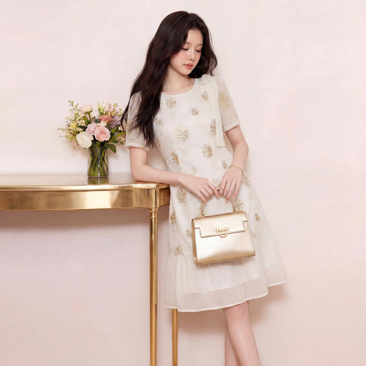 奢姿大码女装2026夏季胖妹妹时尚亮片刺绣连衣裙气质通勤显瘦长裙9962860000 商品图4