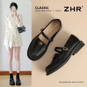 ZHR则则平底乐福鞋女2025新款复古山茶花小皮鞋软底一脚蹬单鞋女