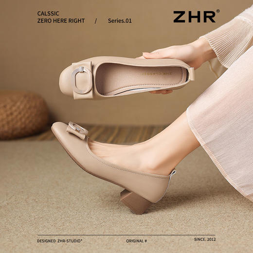 ZHR则则浅口单鞋女2025新款春季法式粗跟百搭小皮鞋舒适休闲女鞋 商品图5