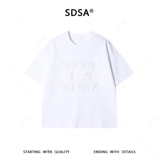 SDSA男装2026新款高贵轻奢美式立体珠子字母圆领短袖T恤百搭宽松 商品图1