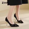 ZHR则则蝴蝶结珍珠链高跟鞋女鞋2025新款法式优雅气质浅口细跟鞋 商品缩略图7