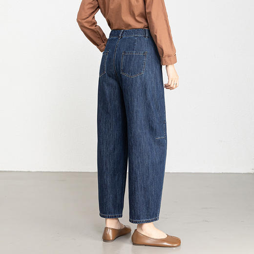 百媚生 莱赛尔汉麻弯刀裤女高腰宽松香蕉牛仔九分裤8270 商品图3