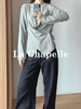 专柜实拍【舒适有型】拉夏贝尔/La Chapelle五色净版圆领贝壳扣下摆交叉通勤设计长袖T显瘦打底衫 商品缩略图5