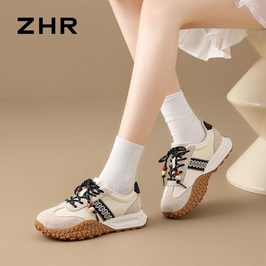 ZHR真皮德训鞋女2025秋季新款百搭复古阿甘鞋软底透气休闲运动鞋 商品图8