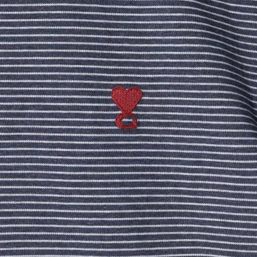 9213SDSA男装2026新款高贵轻奢百搭显瘦撞色条纹刺绣爱心圆领短袖T恤 商品图3