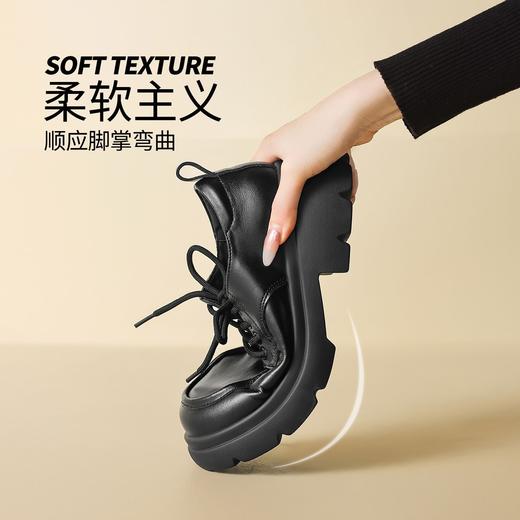 ZHR则则厚底乐福鞋2025秋季新款小皮鞋真皮英伦粗跟软底增高单鞋 商品图7