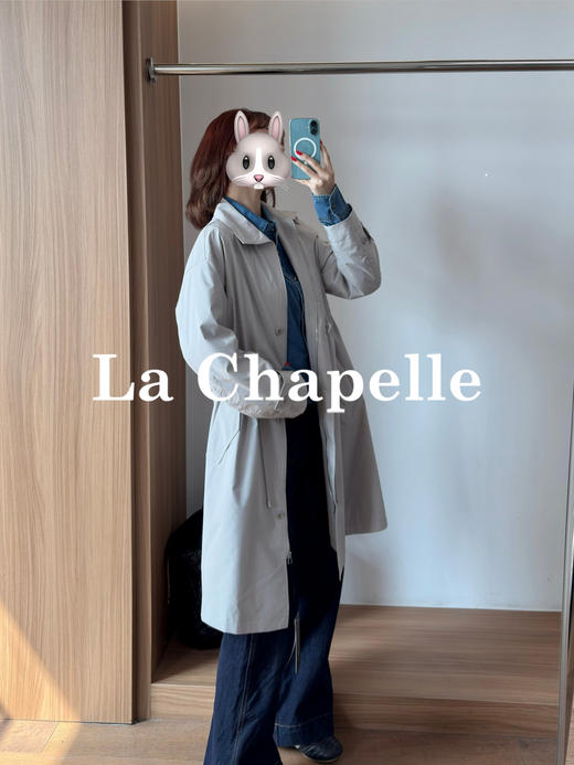 专柜实拍【千元品质】拉夏贝尔/La Chapelle随性慵懒风！翻领抽绳显瘦排扣百搭外套简约高级通勤长款质感风衣 商品图4