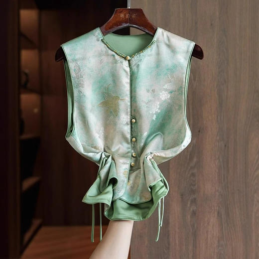 丁摩 新中式国风重工提花两面穿马甲女春夏新款气质马夹背心6ZF-4714 商品图3