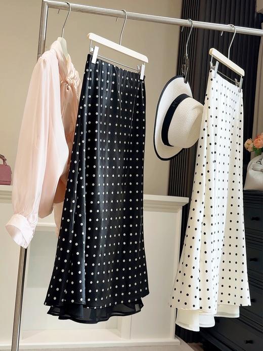 【2026新款！包臀鱼尾裙】波点醋酸缎面丝滑拼接半身裙 女2026春夏季新款包臀鱼尾裙开叉长裙 商品图2